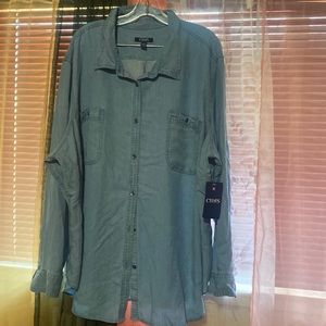 New champ denim button down top